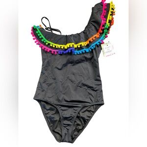 HEART & HARMONY girls one piece one ruffle accent shoulder swimsuit size 12 NWT
